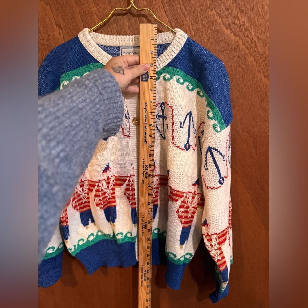 Vintage Touchy Subject Sailor Nautical Design Cardigan size‎ L - Picture 4 of 9